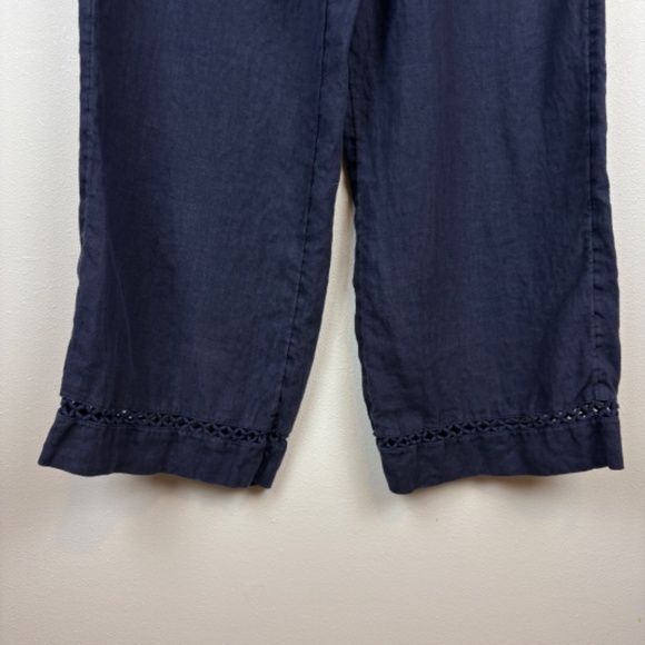 Joie Linen Wide Leg Embroidered Pant - Size Medium - Picture 3 of 5